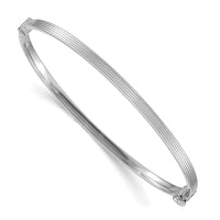 Thumbnail for 14k White Gold Polished Textured Hinged Bangle Bracelet