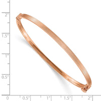 Thumbnail for 14k Rose Gold Polished Textured Hinged Bangle Bracelet