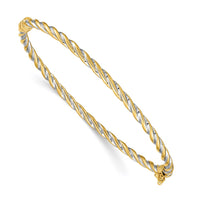 Thumbnail for 14k Two-Tone Polished Hinged Bangle Bracelet
