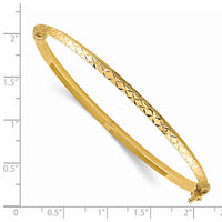 Thumbnail for 14k Polished Diamond-cut Hinged Bangle Bracelet
