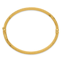 Thumbnail for 14k Polished Diamond-cut Hinged Bangle Bracelet