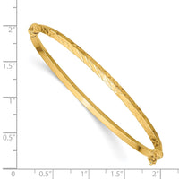 Thumbnail for 14k Polished Diamond-cut Hinged Bangle Bracelet