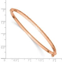 Thumbnail for 14k Rose Gold Polished Diamond-cut Hinged Bangle Bracelet