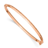 Thumbnail for 14k Rose Gold Polished Diamond-cut Hinged Bangle Bracelet