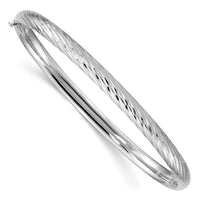 Thumbnail for 14k White Gold 3/16 Textured Hinged Bangle