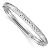 Thumbnail for 14k White Gold 4/16 Textured Hinged Bangle