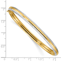 Thumbnail for 14k 3/16 w/White Rhodium Diamond-Cut Hinged Bangle
