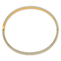 Thumbnail for 14k 4/16 w/White Rhodium Diamond-Cut Hinged Bangle
