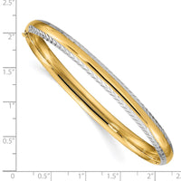 Thumbnail for 14k 4/16 w/White Rhodium Diamond-Cut Hinged Bangle