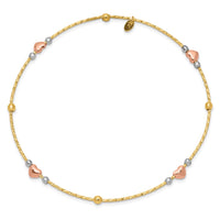 Thumbnail for 14k Tri-color Heart Diamond-cut Slip-on Bangle