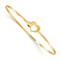 Thumbnail for 14K Brushed and Polished Hearts Flexible Bangle