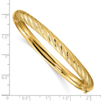Thumbnail for 14k Textured Diamond-cut Twisted Hinged Bangle