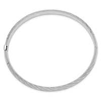 Thumbnail for 14k White Gold Textured Diamond-cut Twisted Hinged Bangle