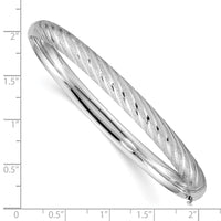 Thumbnail for 14k White Gold Textured Diamond-cut Twisted Hinged Bangle