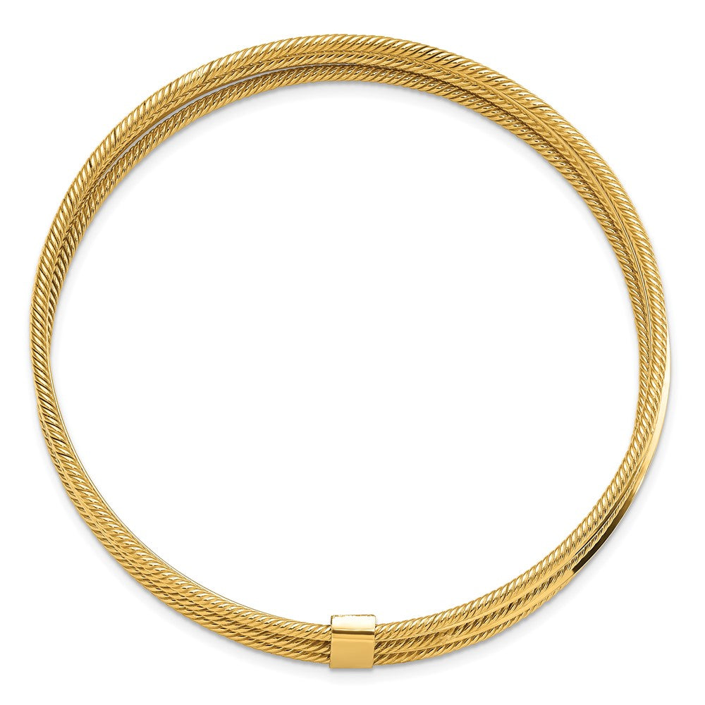 14K Polished & Textured Multi Bracelet Bangle