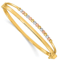 Thumbnail for 14K Tri-color Polished D/C Fancy Hinged Bangle