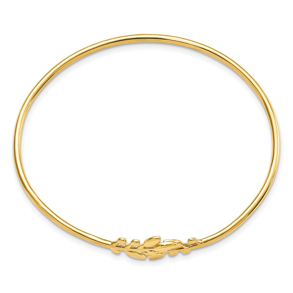 14K Polished Leaves Flexible Bangle