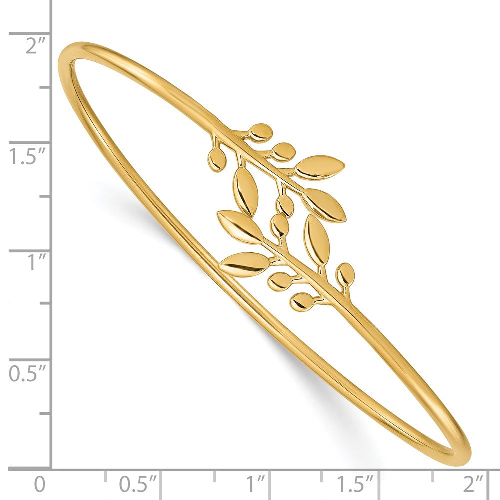 14K Polished Leaves Flexible Bangle