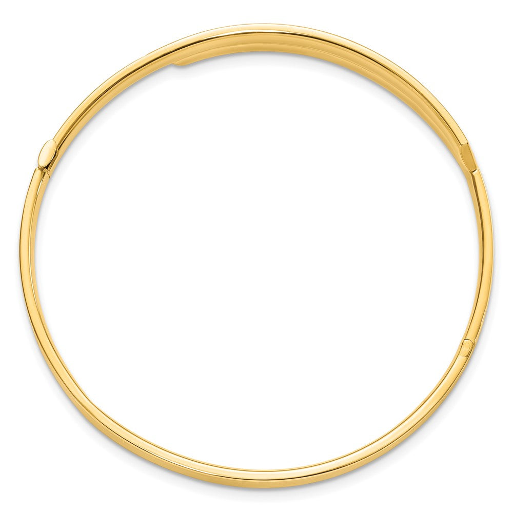 14ky 2/16 White Rhodium Diamond-cut Overlap Hinged Bangle