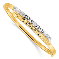 Thumbnail for 14ky 2/16 White Rhodium Diamond-cut Overlap Hinged Bangle