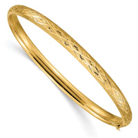 Thumbnail for 14k 3/16 Diamond-cut Fancy Hinged Bangle Bracelet