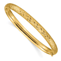 Thumbnail for 14k 4/16 Diamond-cut Fancy Hinged Bangle Bracelet