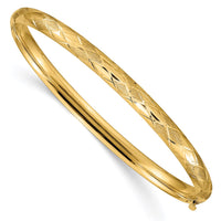 Thumbnail for 14k 3/16 Diamond-cut Fancy Hinged Bangle Bracelet