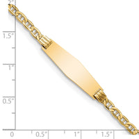 Thumbnail for 14k Semi-solid Soft Diamond Shape Anchor Link ID Bracelet