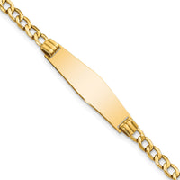 Thumbnail for 14k Semi-solid Soft Diamond Shape Cuban Link ID Bracelet