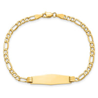 Thumbnail for 14k Semi-solid Soft Diamond Shape Figaro Link ID Bracelet