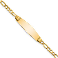 Thumbnail for 14k Semi-solid Soft Diamond Shape Figaro Link ID Bracelet