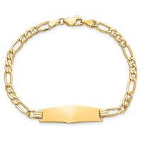 Thumbnail for 14k Semi-solid Soft Diamond Shape Figaro Link ID Bracelet