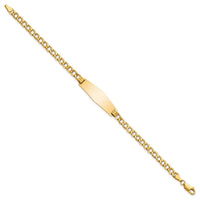 Thumbnail for 14k Semi-solid Soft Diamond Shape Curb Link ID Bracelet