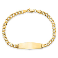 Thumbnail for 14k Semi-solid Soft Diamond Shape Curb Link ID Bracelet