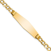 Thumbnail for 14k Polished Semi-Solid Soft Diamond Shape Cuban ID Bracelet