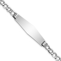 Thumbnail for 14k WG Polished Semi-Solid Soft Diamond Shape Cuban ID Bracelet