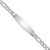 Thumbnail for 14K WG Polished Semi-Solid Soft Diamond Shape Figaro ID Bracelet