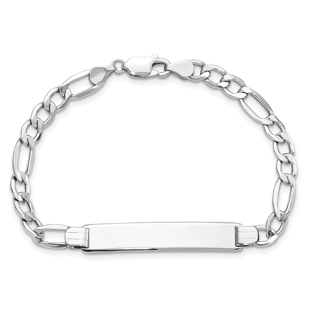 14k Polished Semi-Solid Figaro ID Bracelet