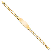 Thumbnail for 14k Polished Semi-Solid Soft Diamond Shape Figaro ID Bracelet