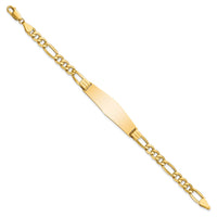 Thumbnail for 14k Semi-Solid Figaro Link Soft Diamond Shape ID Bracelet