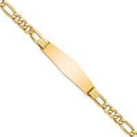 Thumbnail for 14k Semi-Solid Figaro Link Soft Diamond Shape ID Bracelet