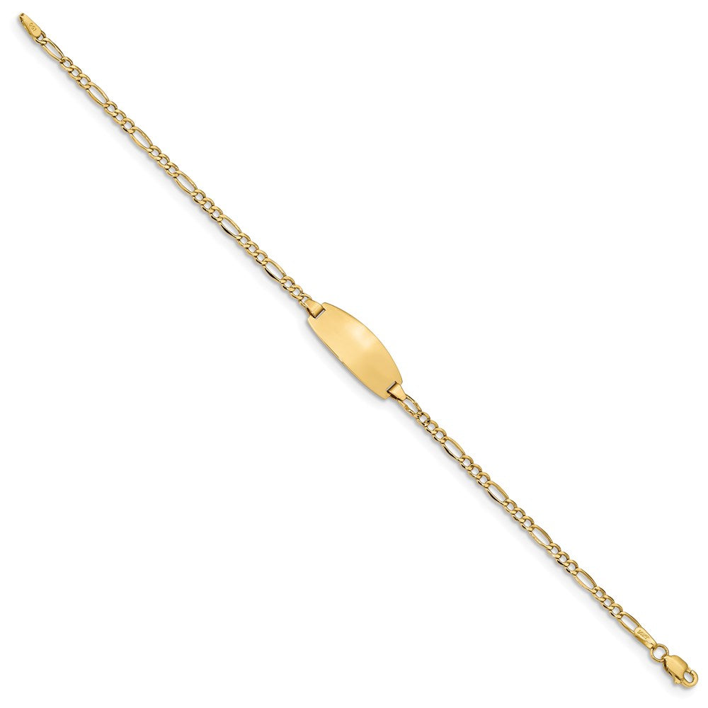 14k White Gold Semi-Solid Oval Figaro ID Bracelet