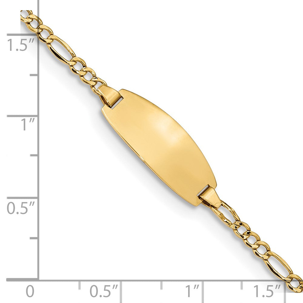 14k White Gold Semi-Solid Oval Figaro ID Bracelet