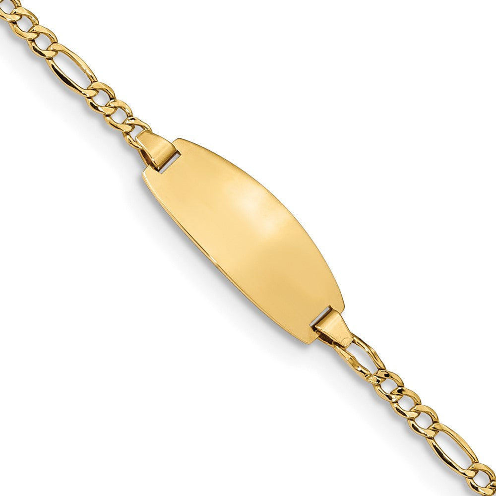 14k White Gold Semi-Solid Oval Figaro ID Bracelet