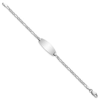 Thumbnail for 14k White Gold Semi-Solid Oval Figaro ID Bracelet