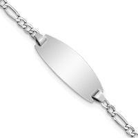 Thumbnail for 14k White Gold Semi-Solid Oval Figaro ID Bracelet