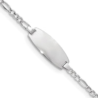 Thumbnail for 14k White Gold Semi-Solid Oval Figaro ID Bracelet