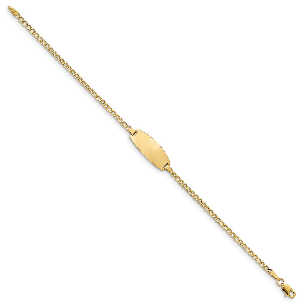 14k White Gold Semi-Solid Oval Curb ID Bracelet