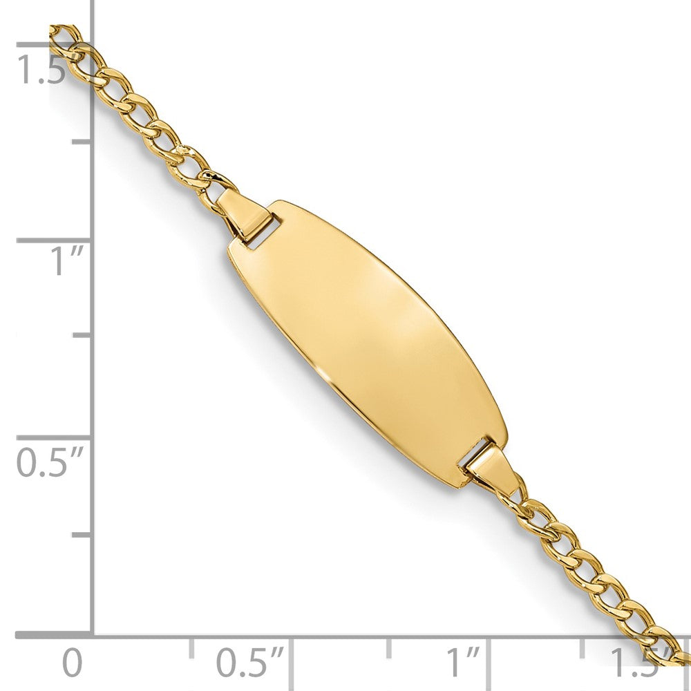 14k White Gold Semi-Solid Oval Curb ID Bracelet