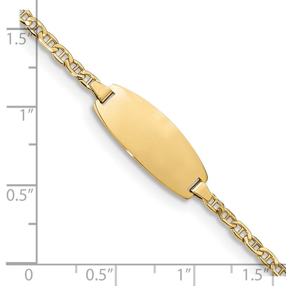 14k White Gold Semi-Solid Oval Anchor ID Bracelet